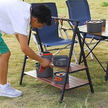 ハングアウト　アウトドアラック　折りたたみ Mountainhiker 折り畳み式3段ラック キャンプ用品